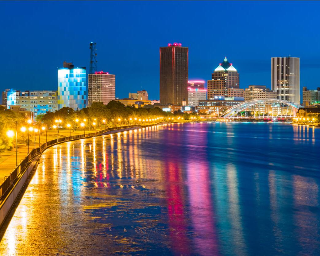 View of Rochester, NY at night